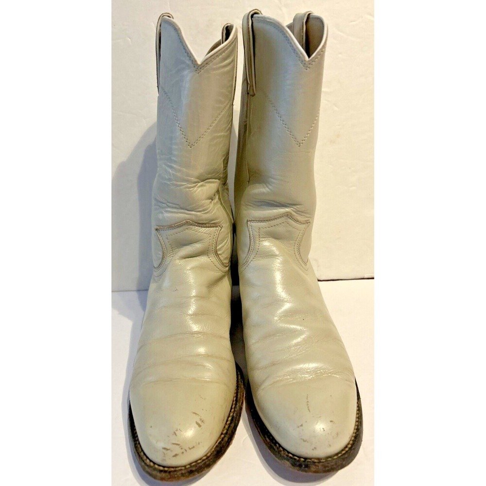 VTG Justin Boots Roper Cowboy Taupe Leather Rodeo Western‎ Women's 5 1/2 USA